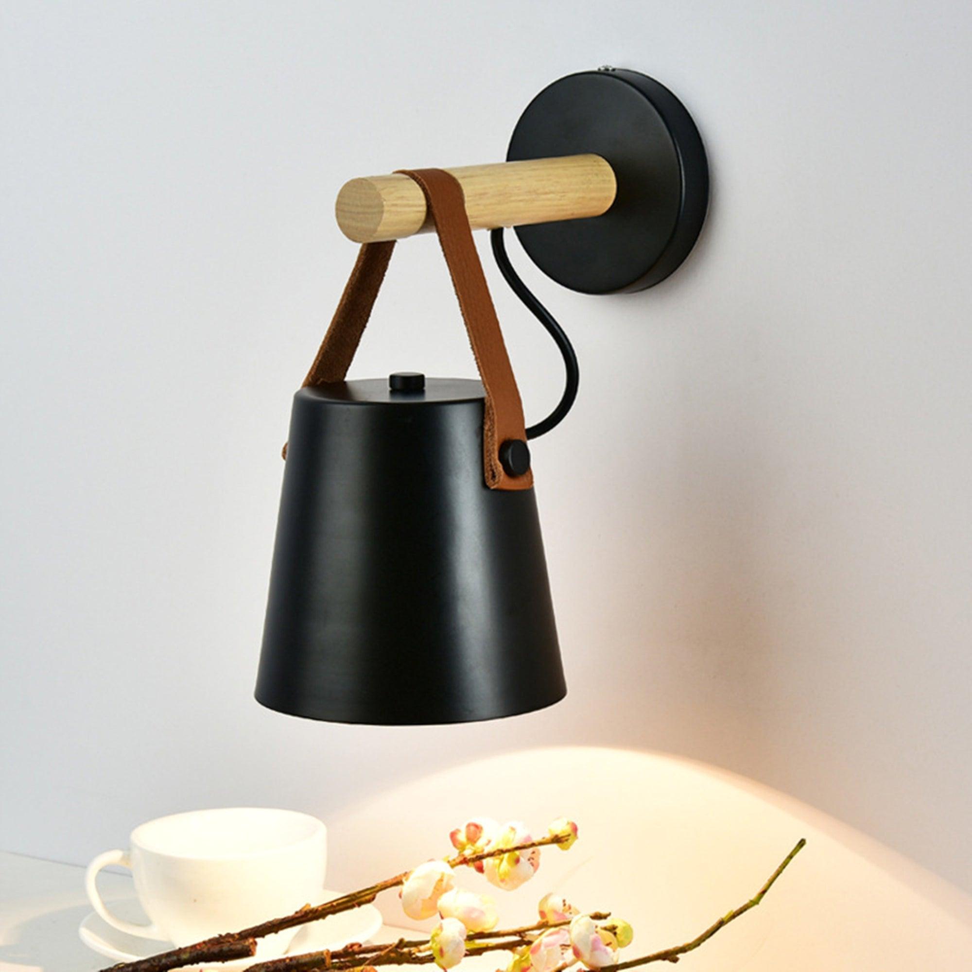 Virixon Wood Leather Wall Lamp-Neutral Decor