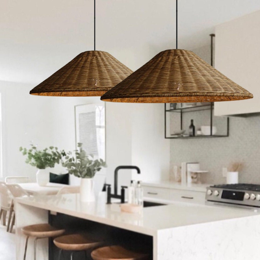 Muto Vintage Handmade LED Rattan Pendant Light Living Room - Neutral Decor