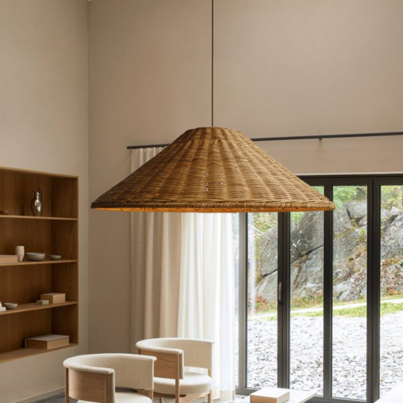 Muto Vintage Handmade LED Rattan Pendant Light Living Room - Neutral Decor