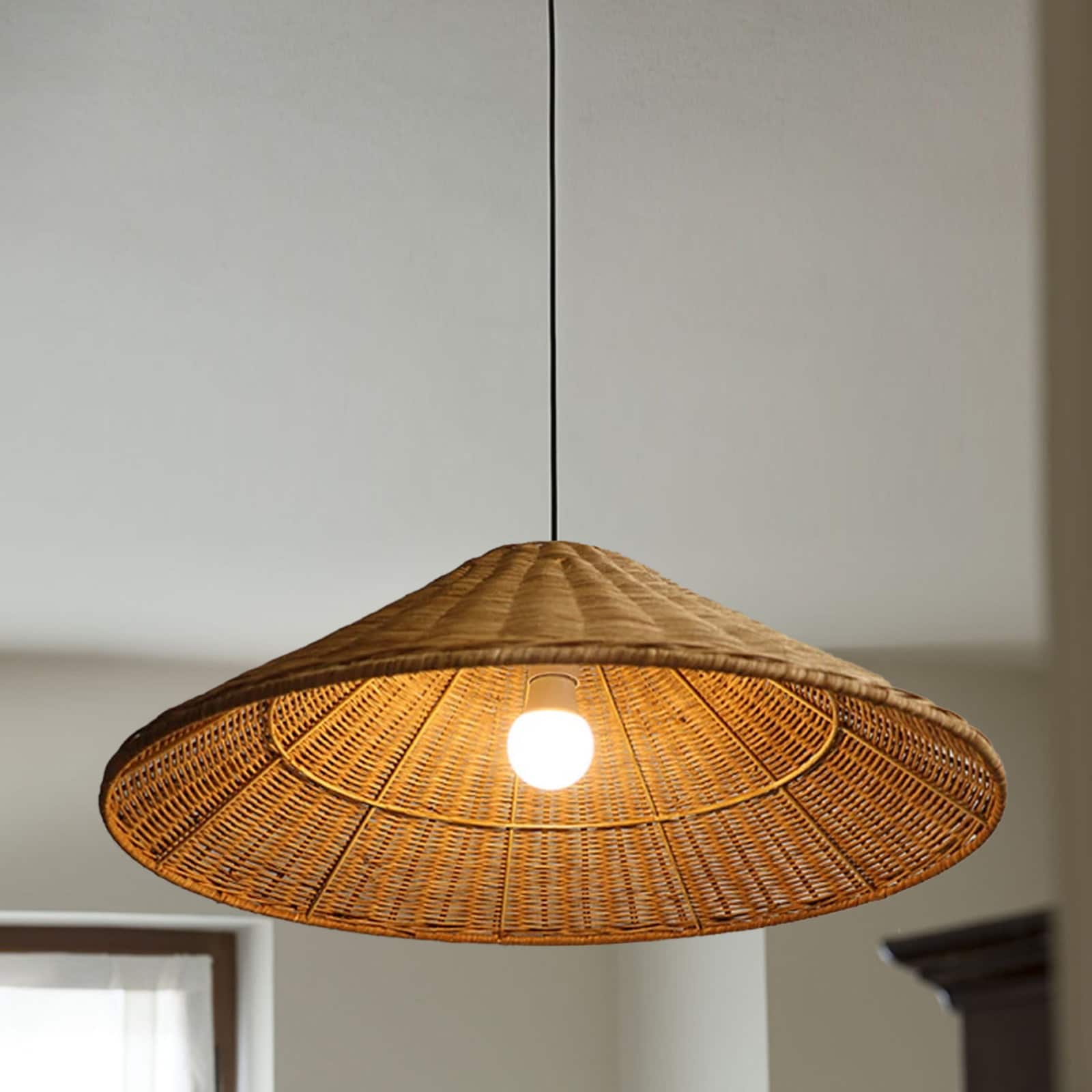 Muto Vintage Handmade LED Rattan Pendant Light Living Room - Neutral Decor