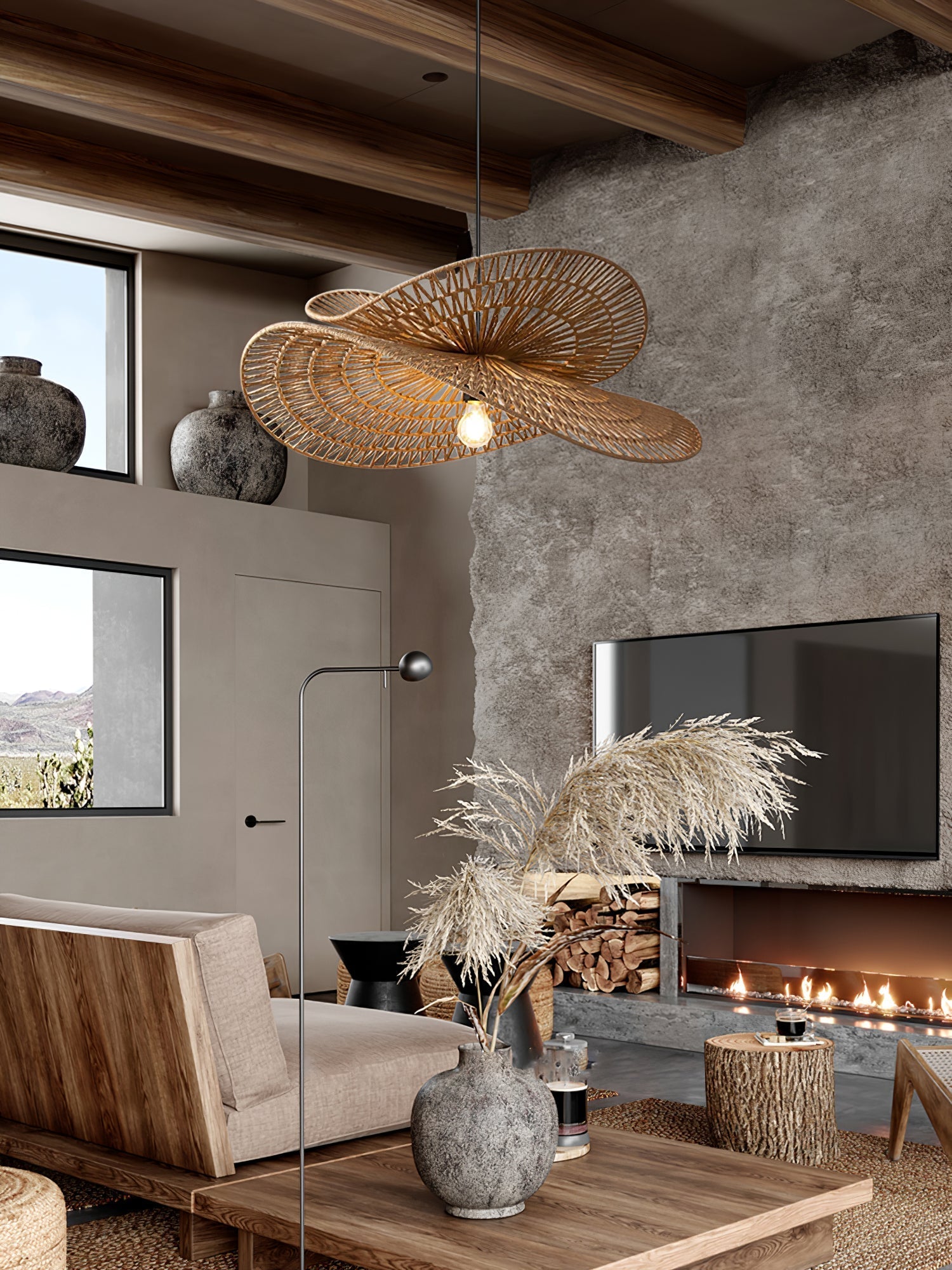 Denvir Hemp Rope Traditional Pendant Light-Neutral Decor