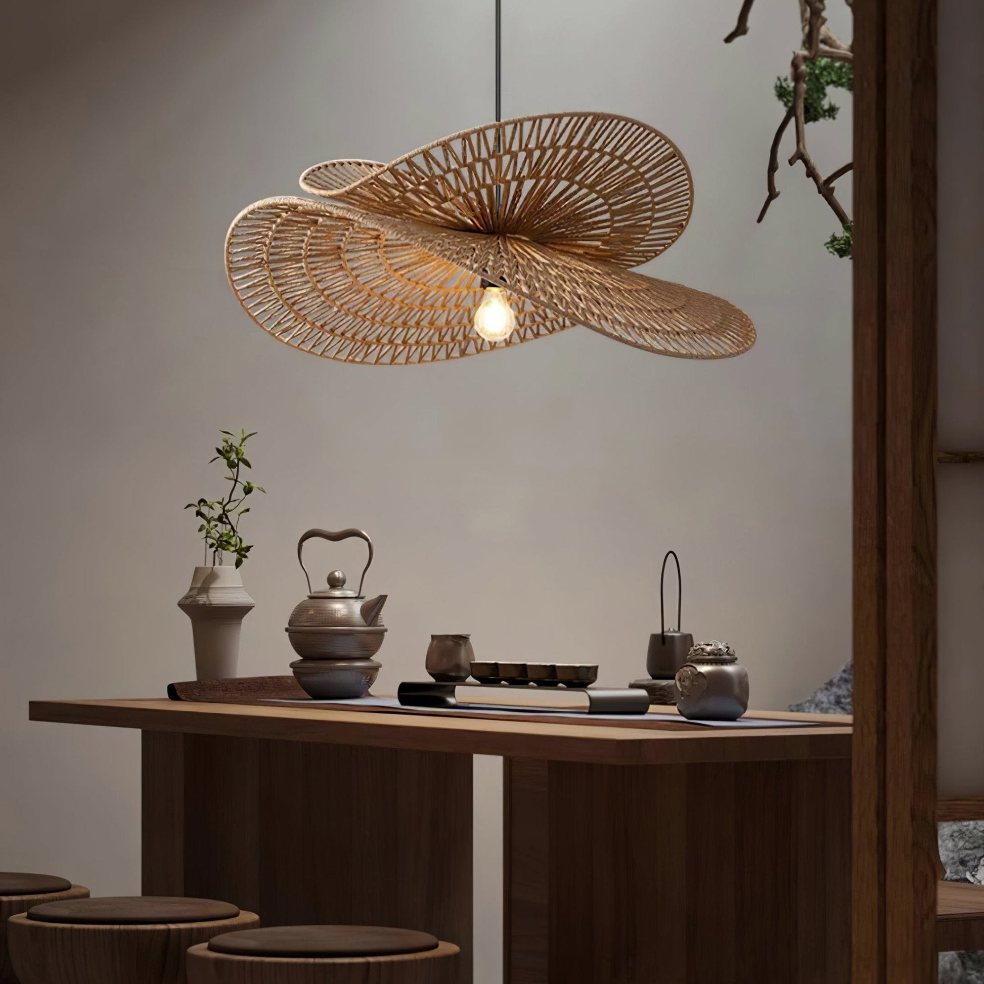 Denvir Hemp Rope Traditional Pendant Light-Neutral Decor