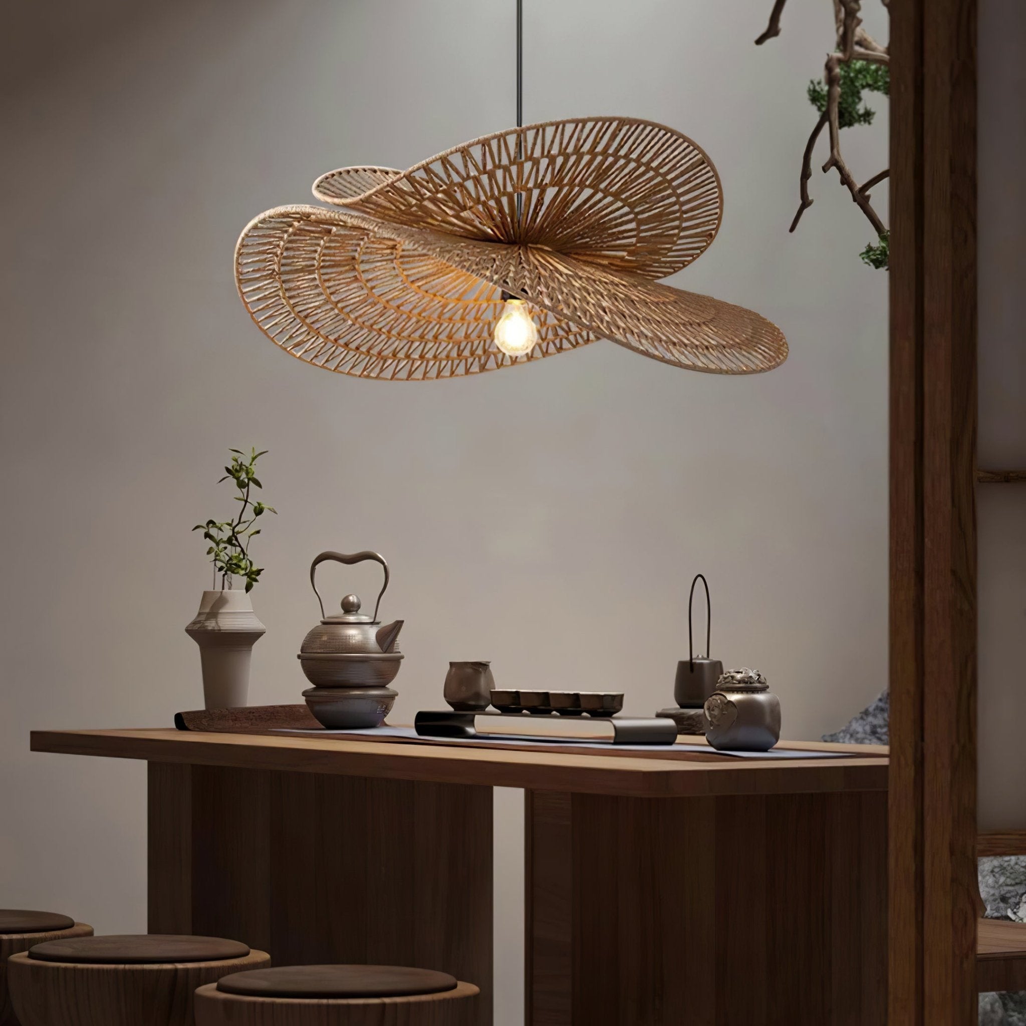 Denvir Hemp Rope Traditional Pendant Light-Neutral Decor