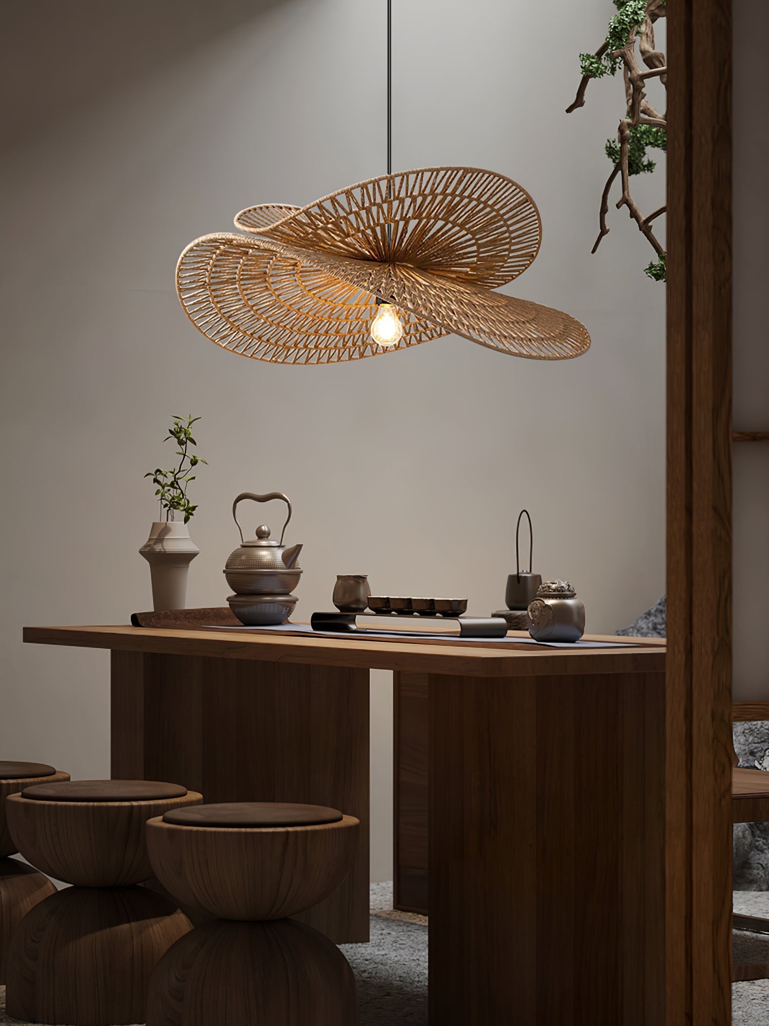 Denvir Hemp Rope Traditional Pendant Light-Neutral Decor