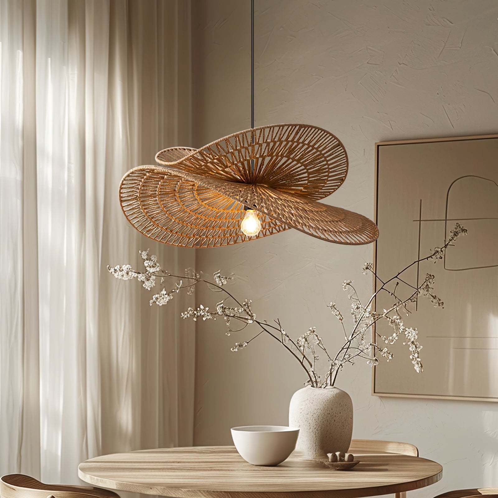 Denvir Hemp Rope Traditional Pendant Light-Neutral Decor