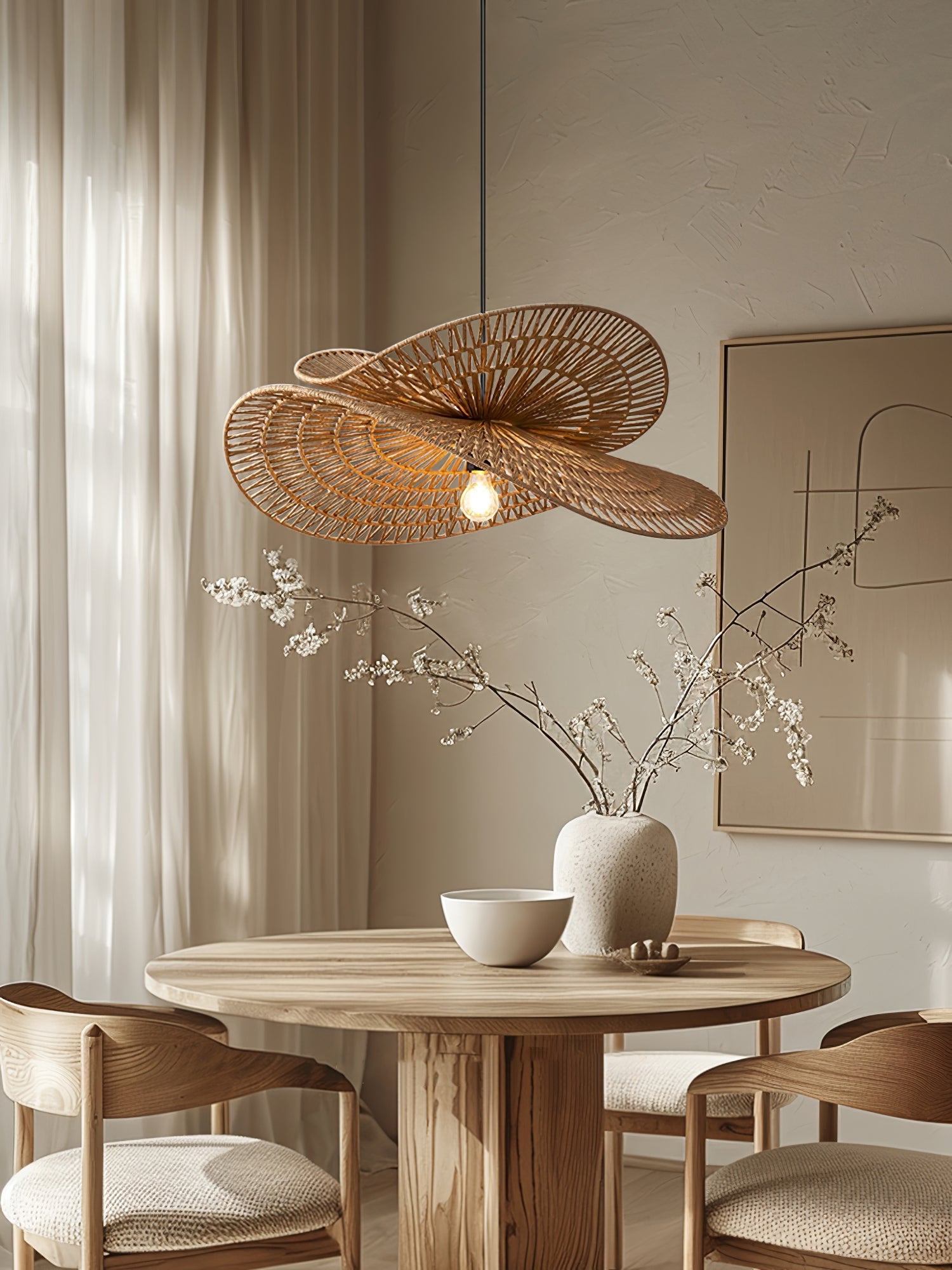 Denvir Hemp Rope Traditional Pendant Light-Neutral Decor