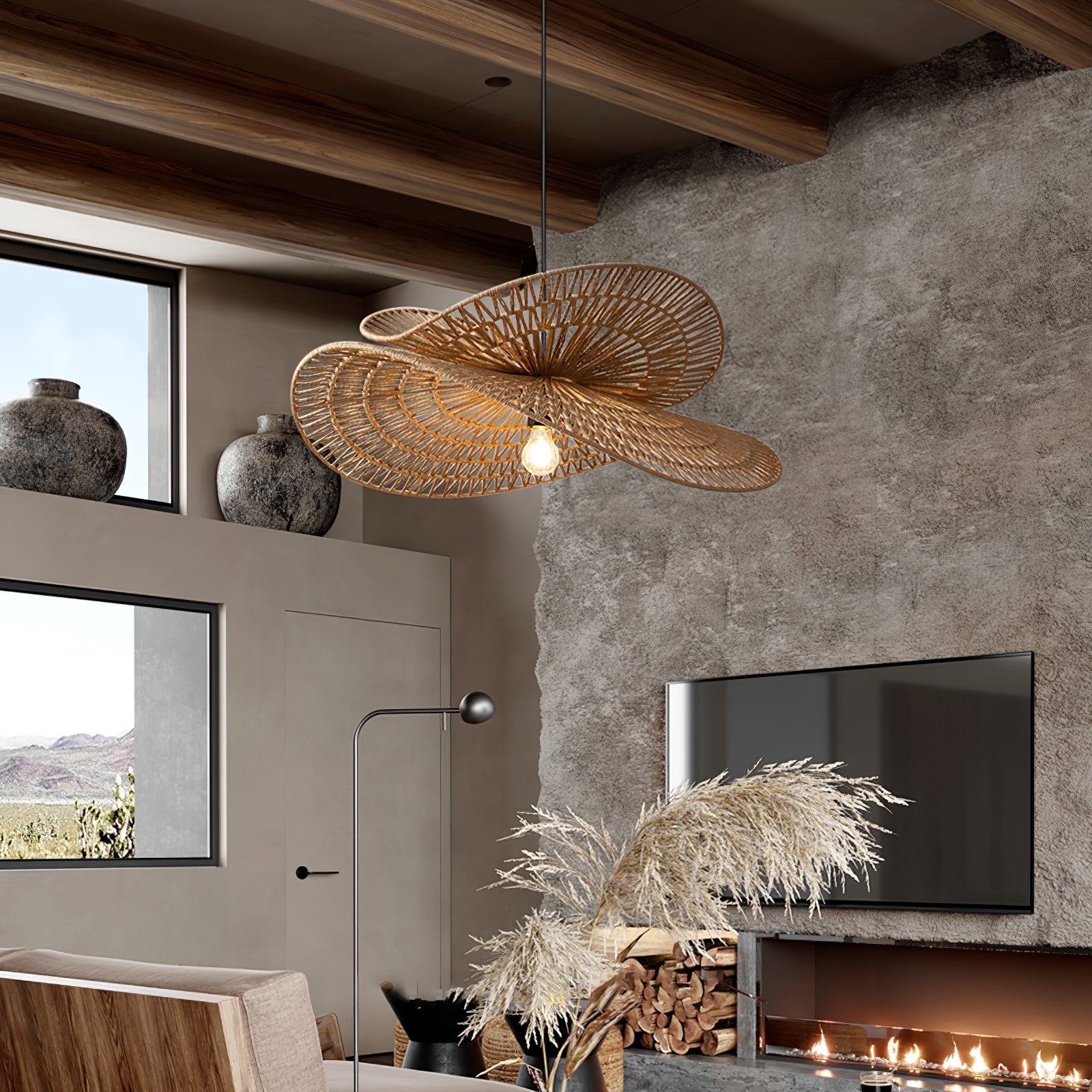 Denvir Hemp Rope Traditional Pendant Light-Neutral Decor