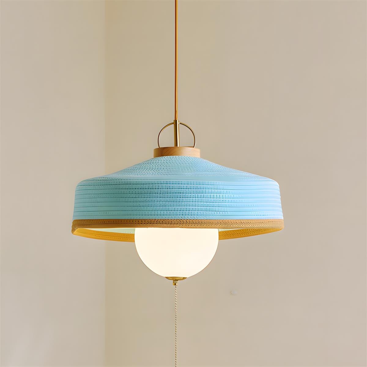 Woven Drum Globe Pendant Lamp-Neutral Decor