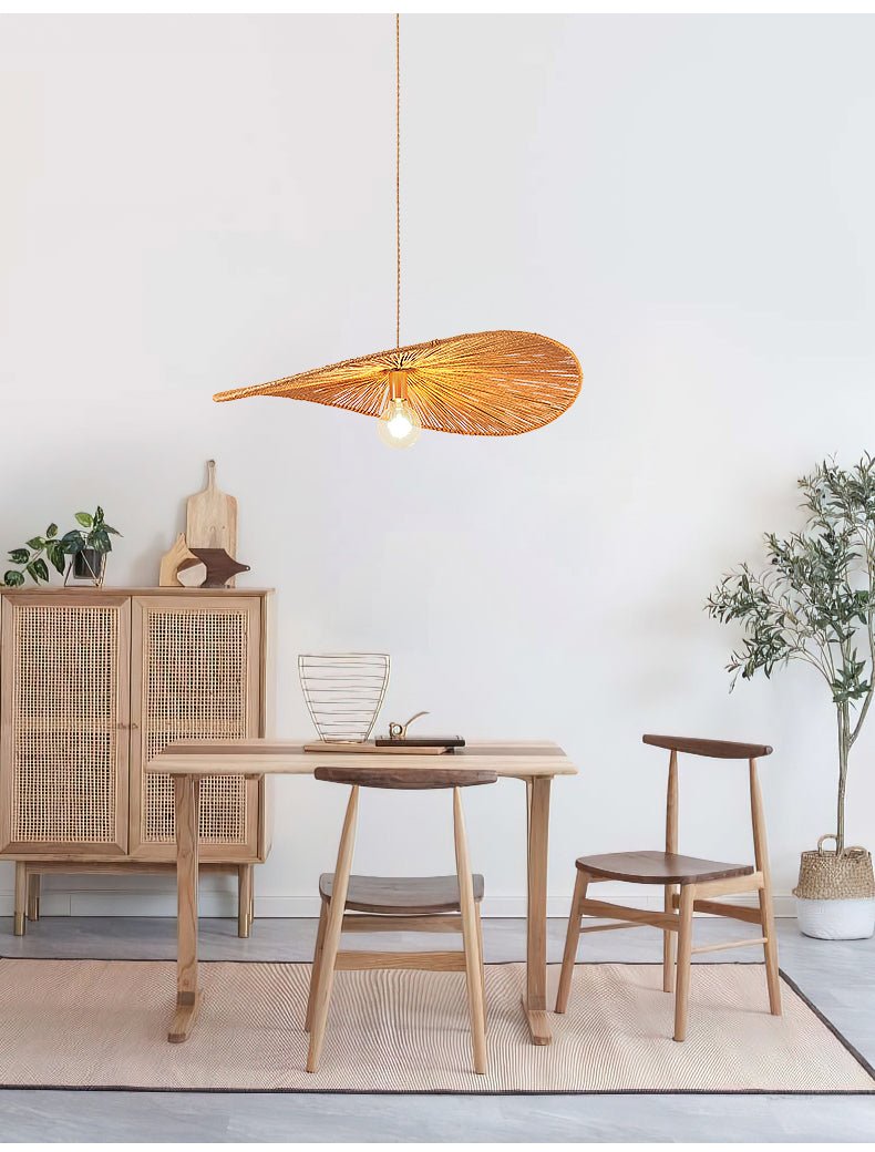 Woven Leaf Pendant Light-Neutral Decor