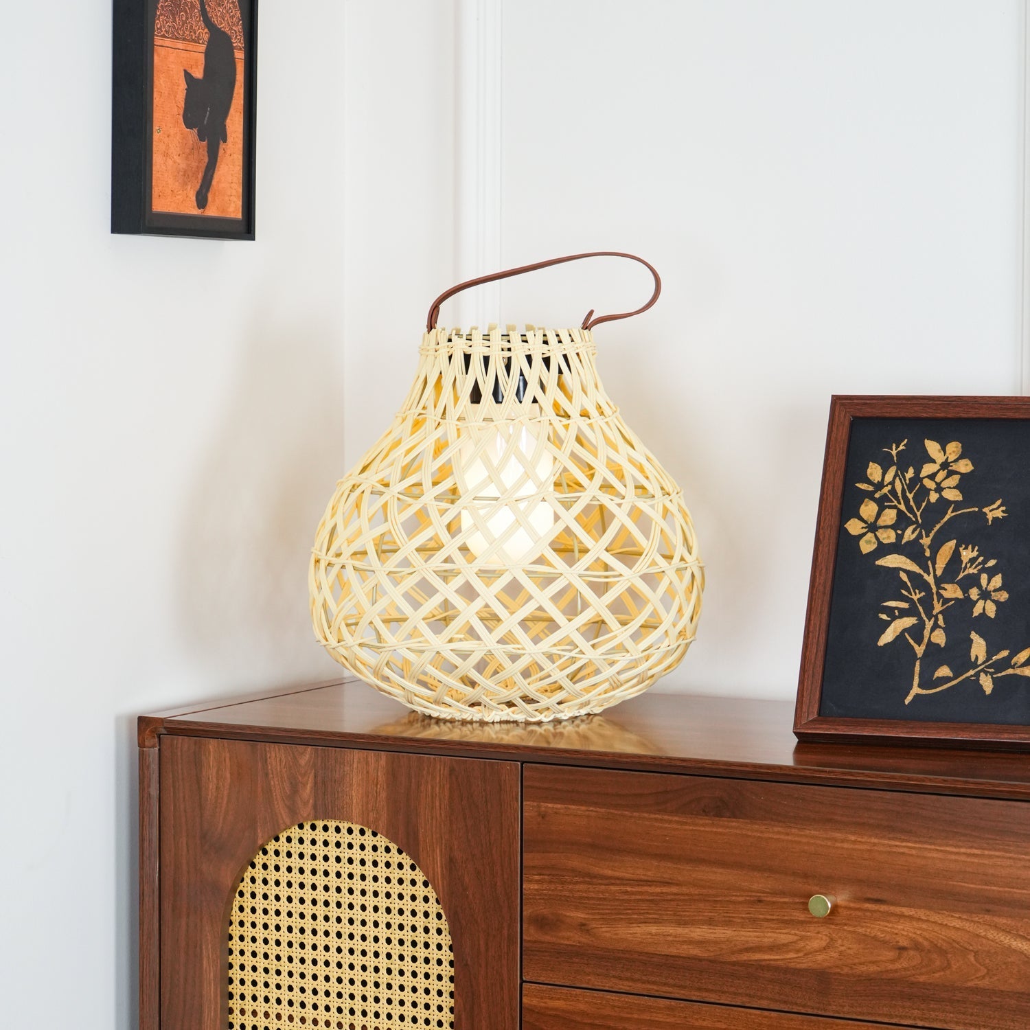 Isenor Woven Sphere Lantern Outdoor Lamp-Neutral Decor