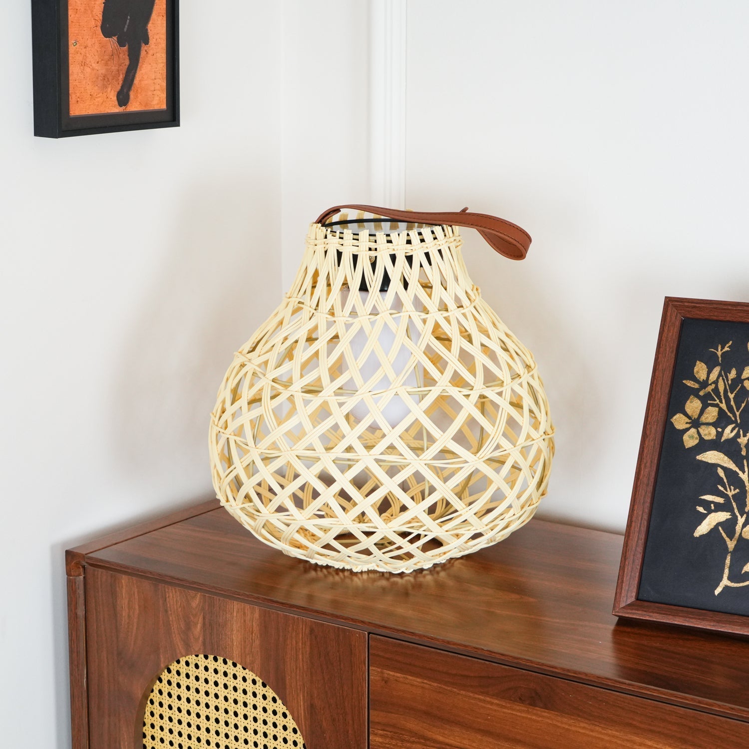 Isenor Woven Sphere Lantern Outdoor Lamp-Neutral Decor