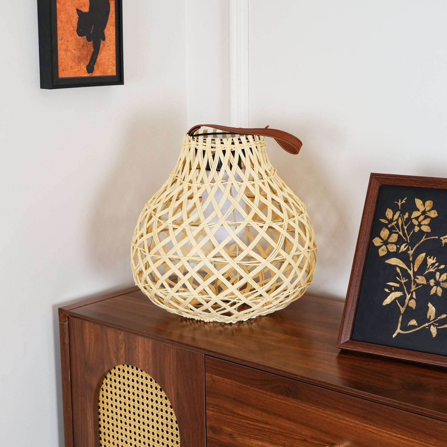 Isenor Woven Sphere Lantern Outdoor Lamp-Neutral Decor