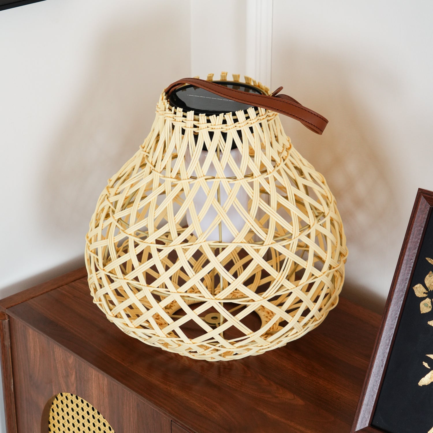 Isenor Woven Sphere Lantern Outdoor Lamp-Neutral Decor
