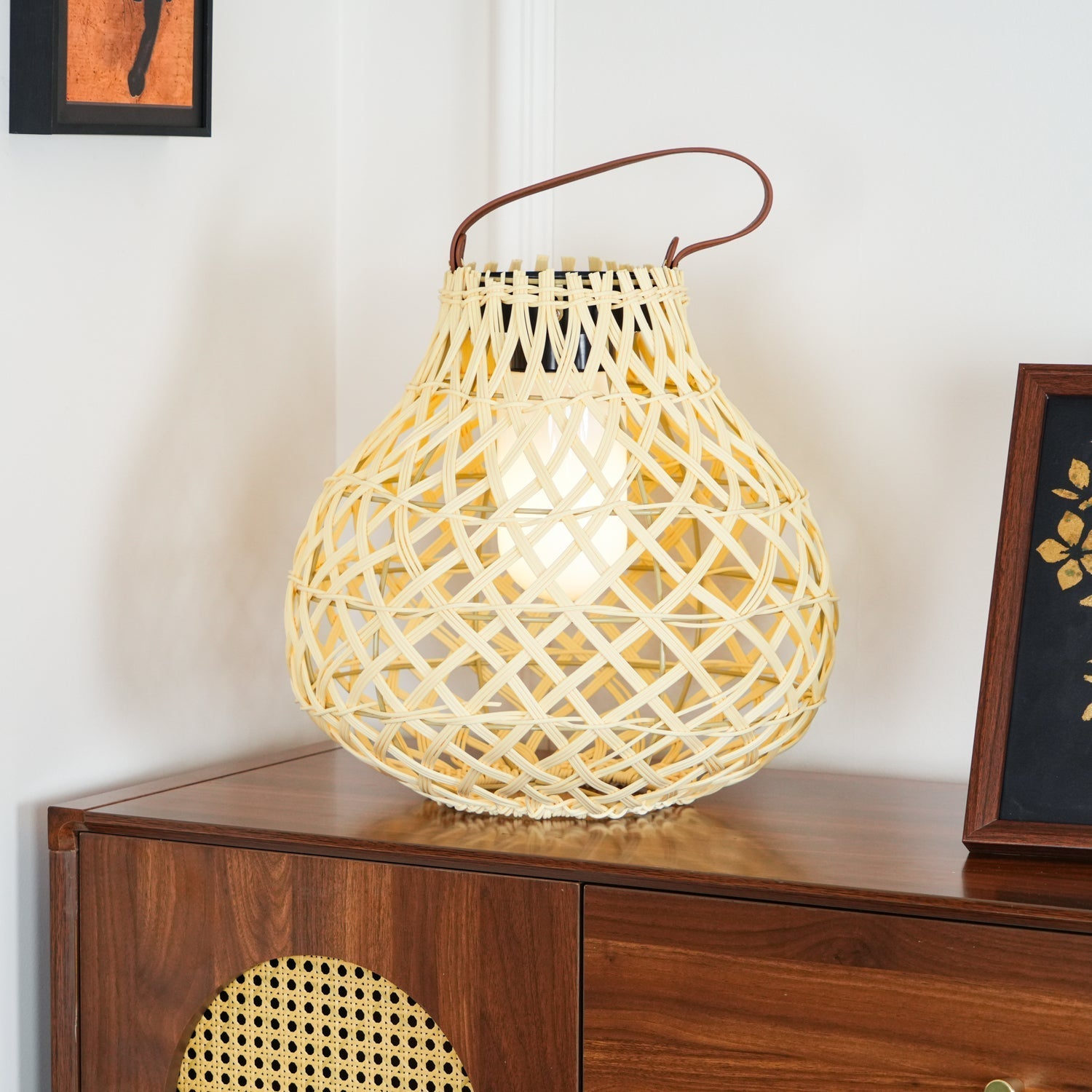 Isenor Woven Sphere Lantern Outdoor Lamp-Neutral Decor