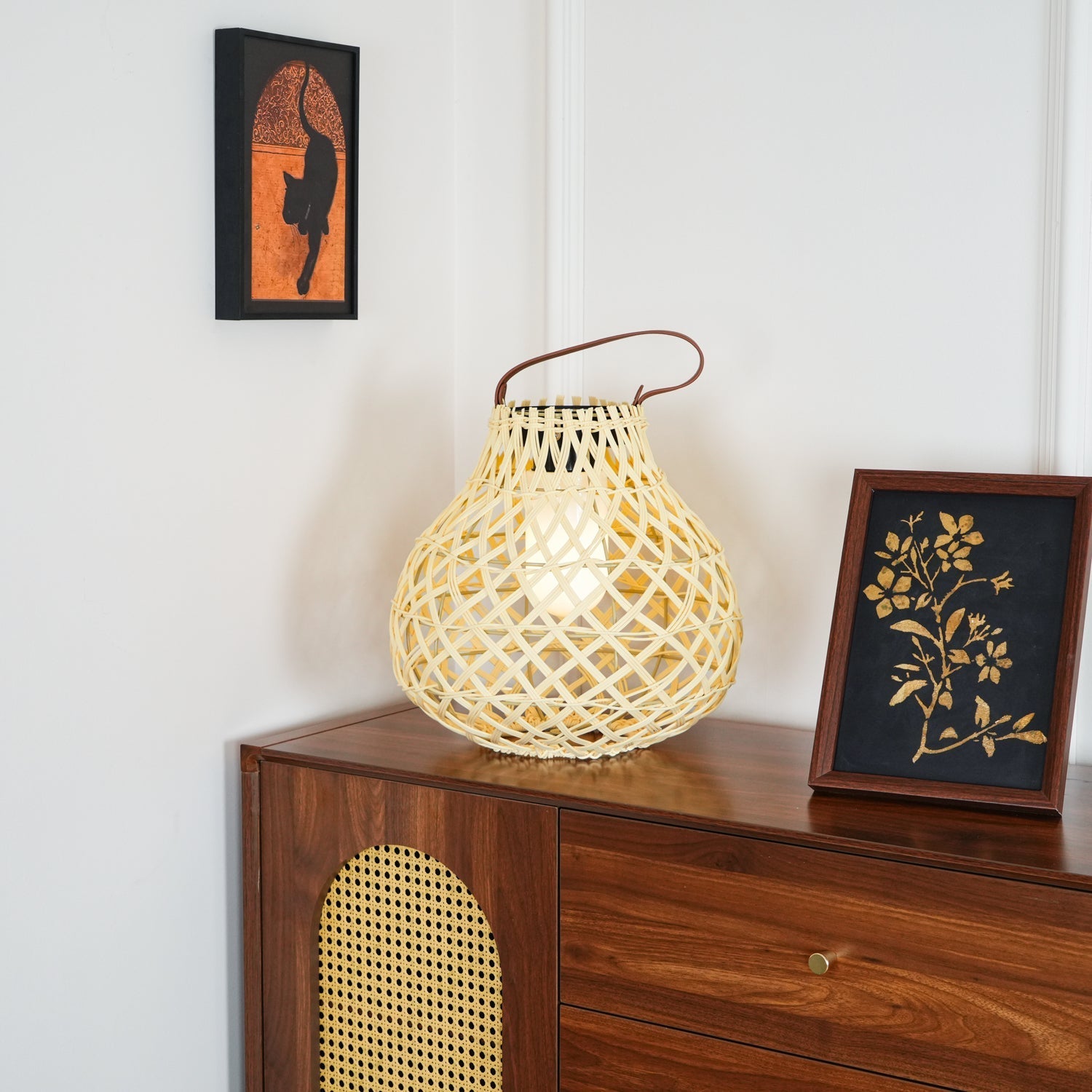 Isenor Woven Sphere Lantern Outdoor Lamp-Neutral Decor