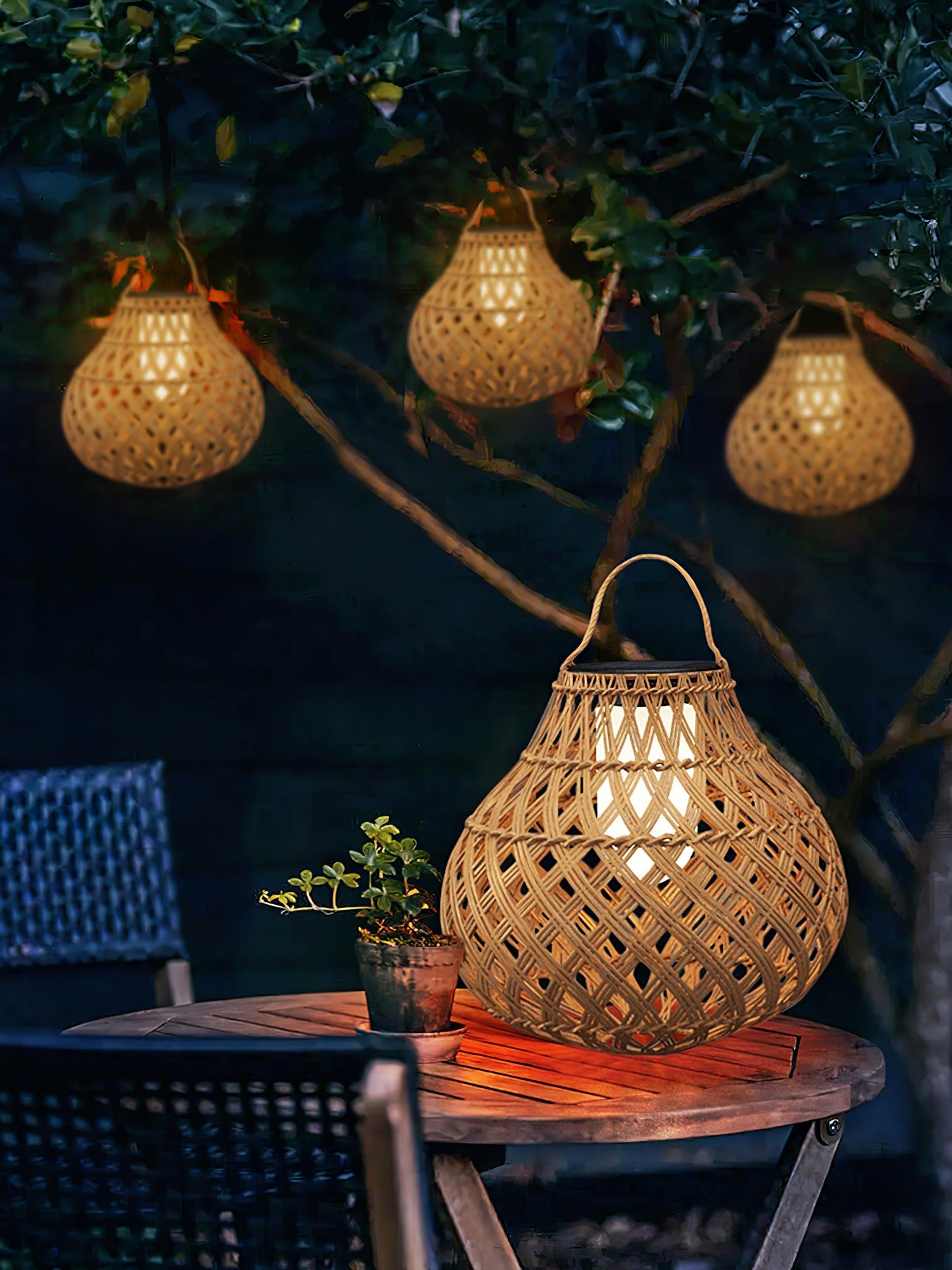Isenor Woven Sphere Lantern Outdoor Lamp-Neutral Decor