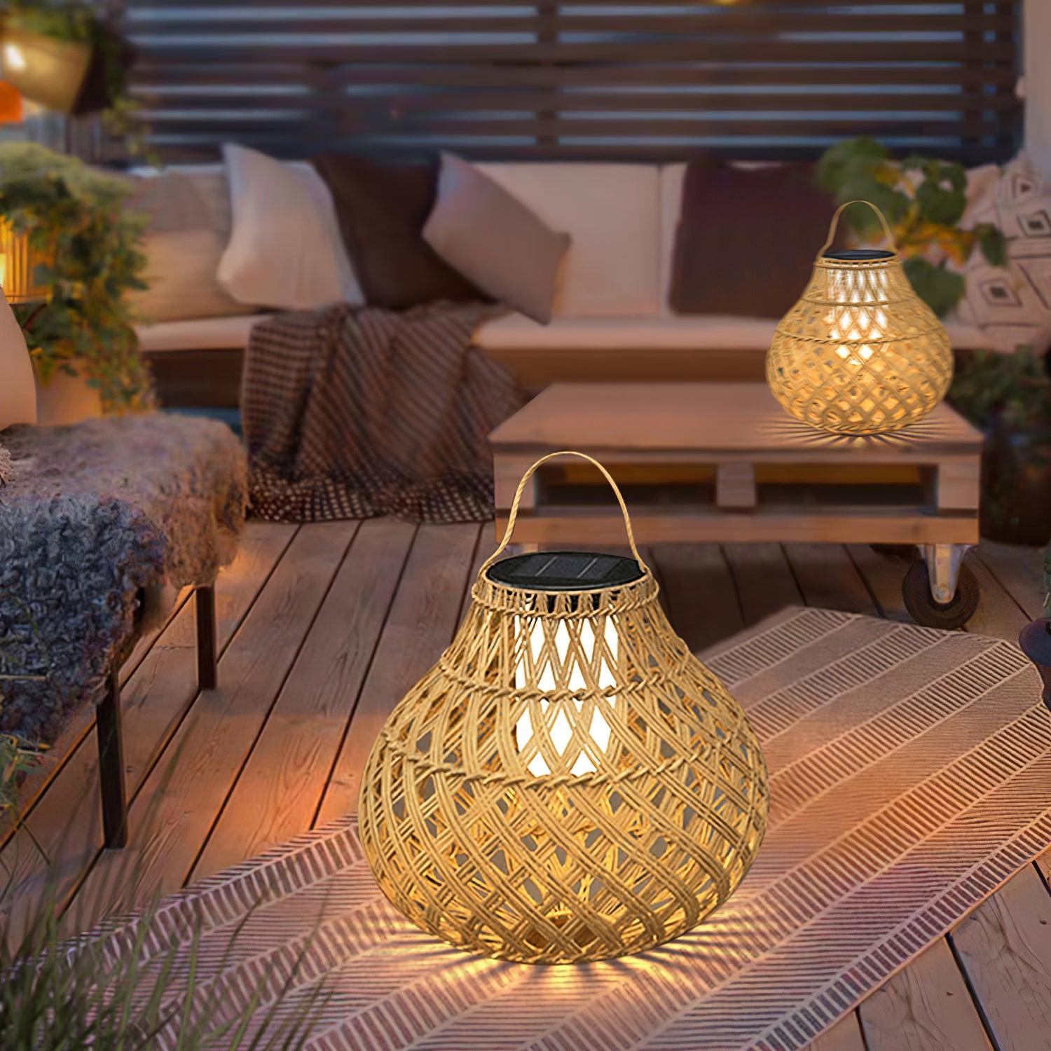 Isenor Woven Sphere Lantern Outdoor Lamp-Neutral Decor
