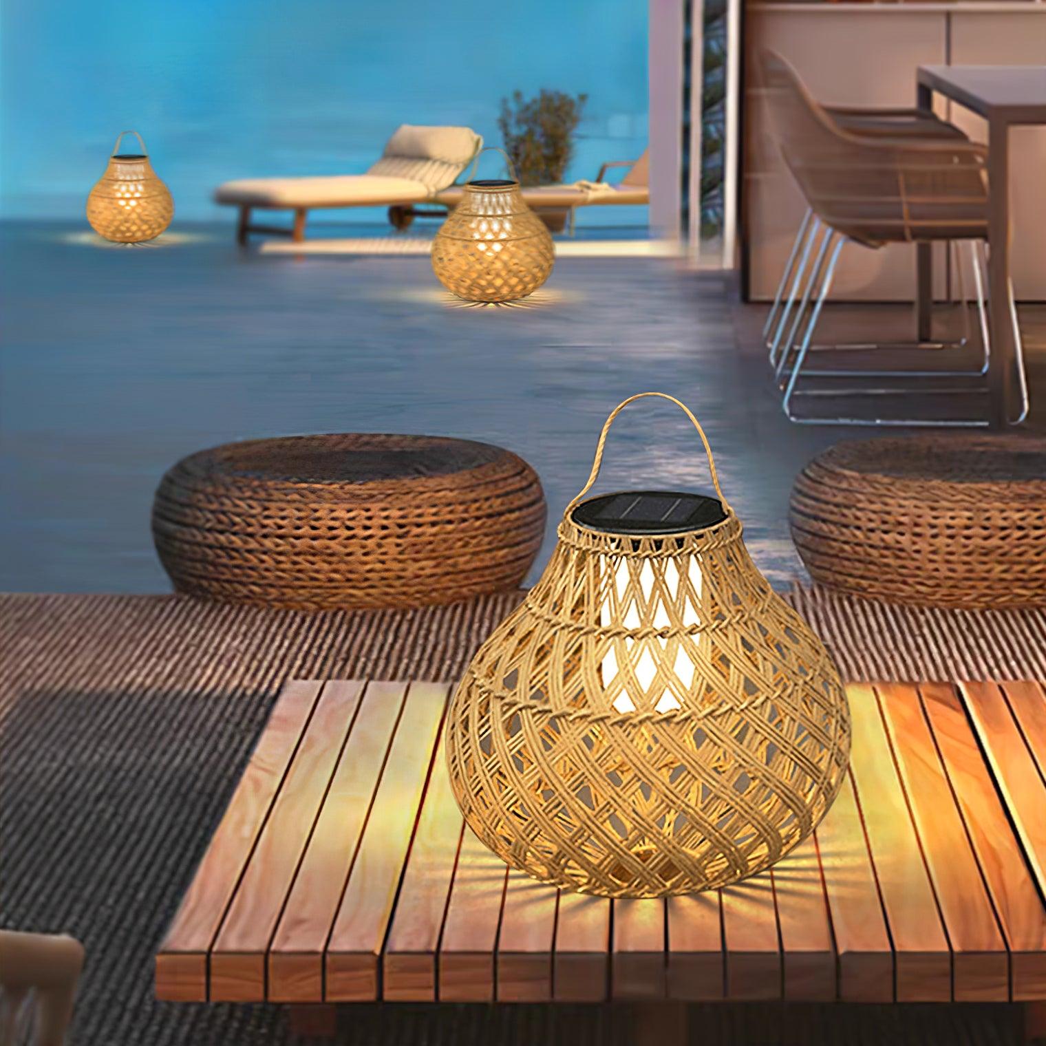 Isenor Woven Sphere Lantern Outdoor Lamp-Neutral Decor