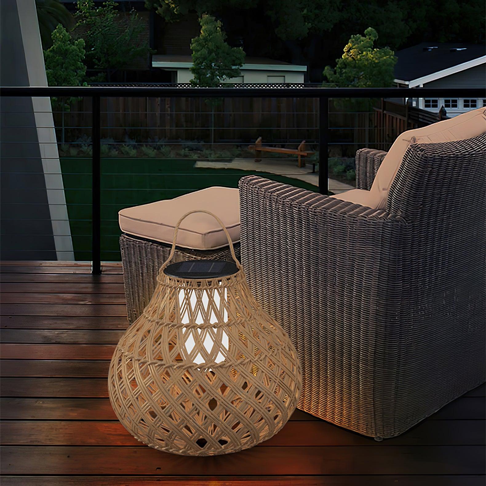 Isenor Woven Sphere Lantern Outdoor Lamp-Neutral Decor