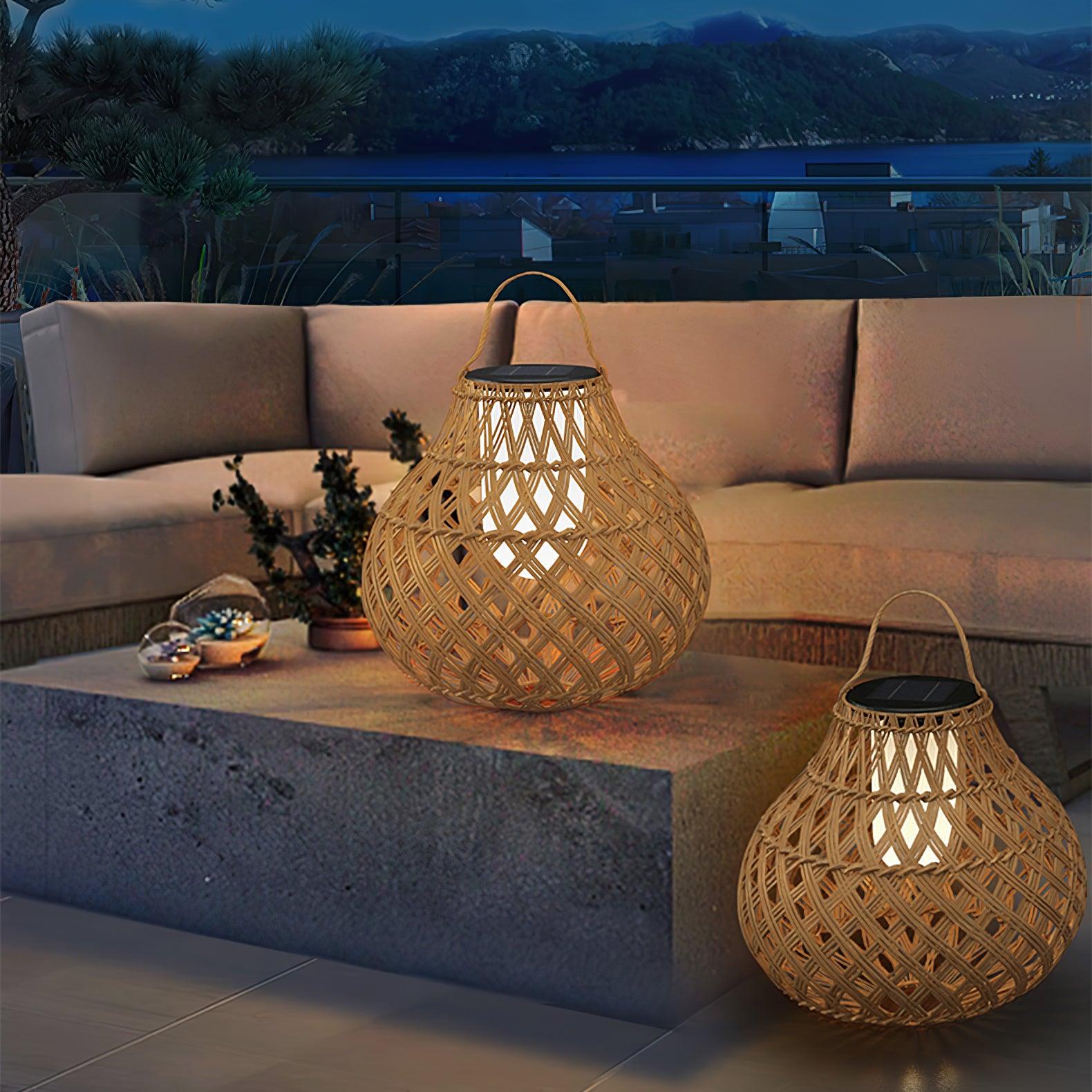 Isenor Woven Sphere Lantern Outdoor Lamp-Neutral Decor