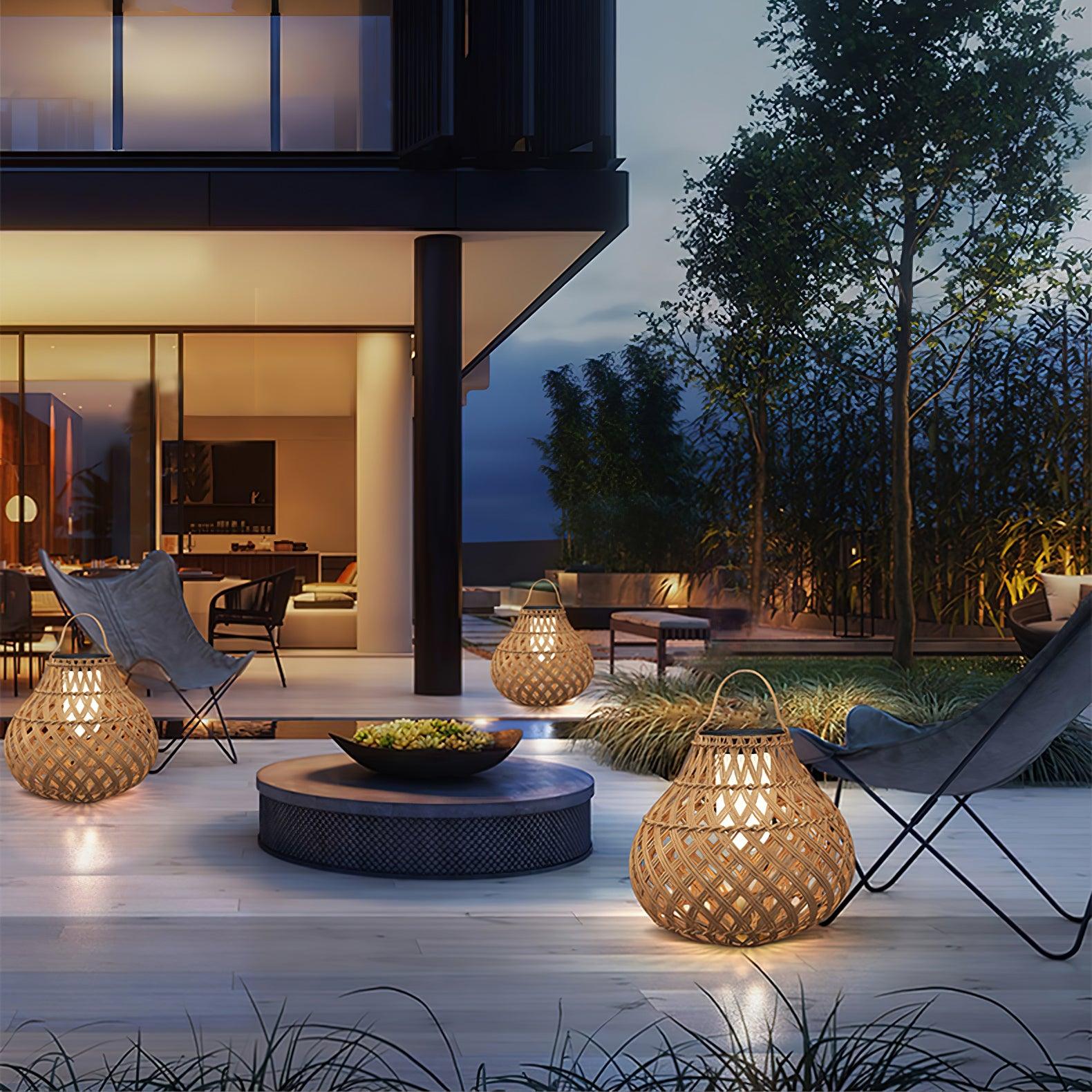 Isenor Woven Sphere Lantern Outdoor Lamp-Neutral Decor