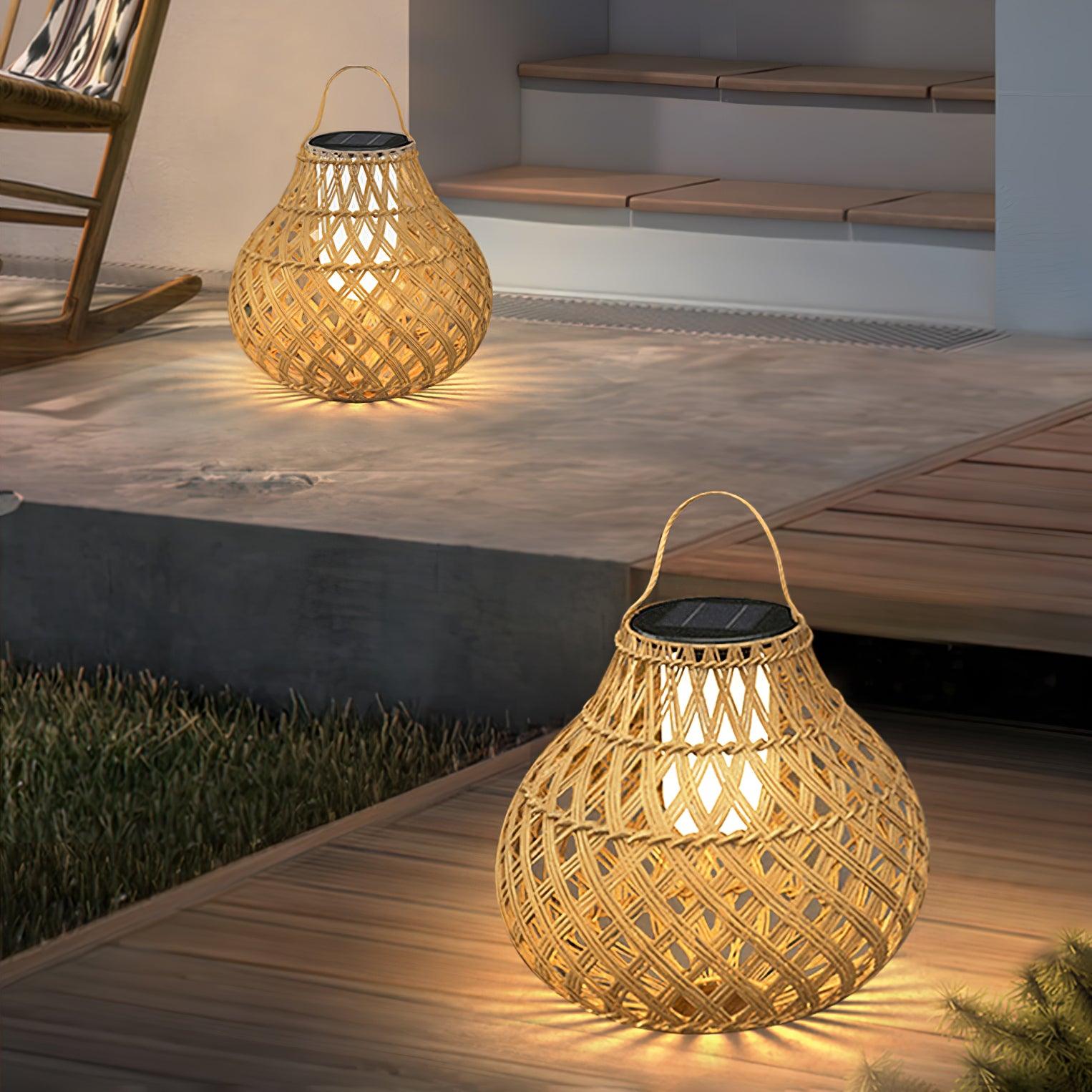 Isenor Woven Sphere Lantern Outdoor Lamp-Neutral Decor