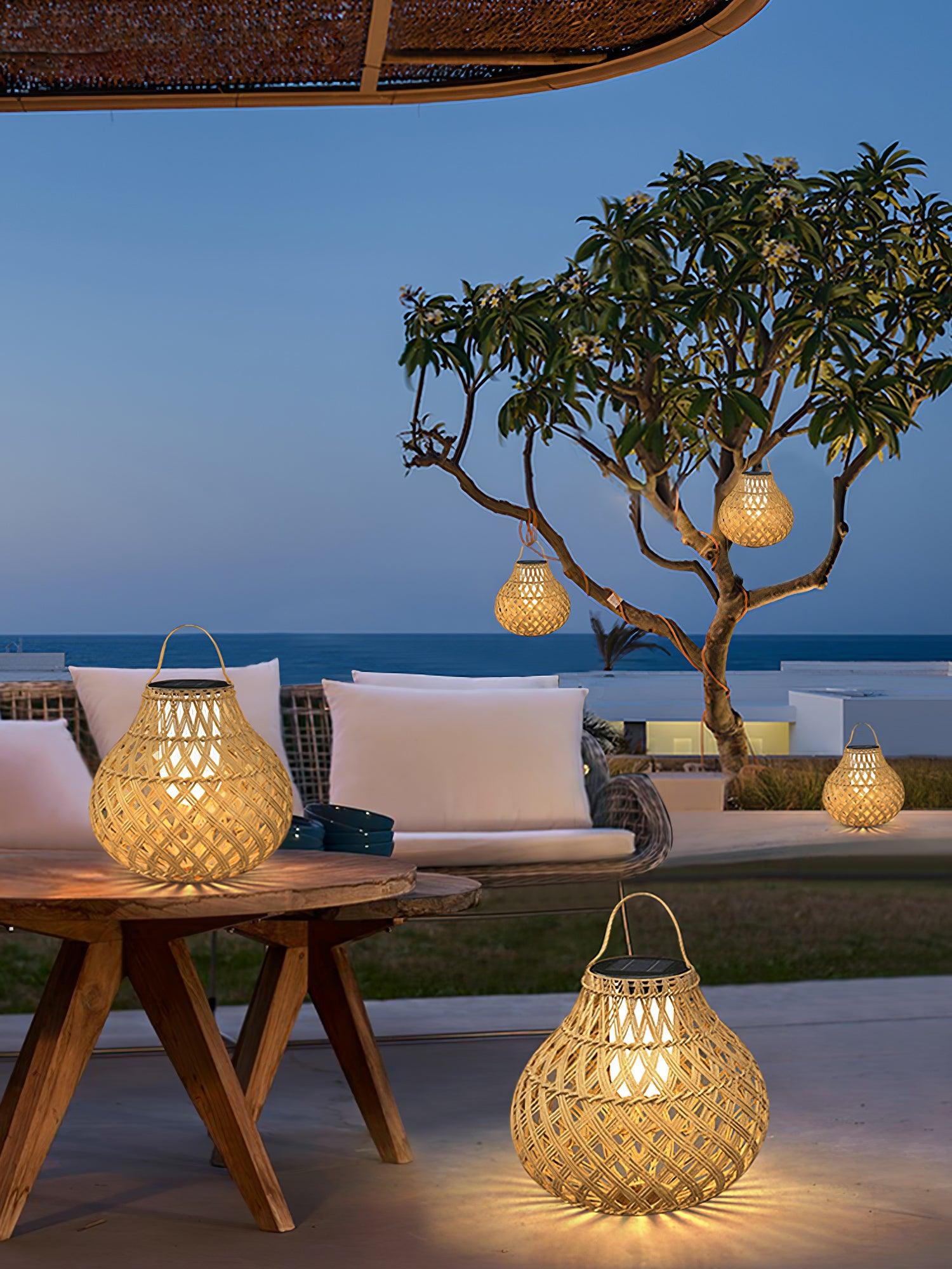 Isenor Woven Sphere Lantern Outdoor Lamp-Neutral Decor