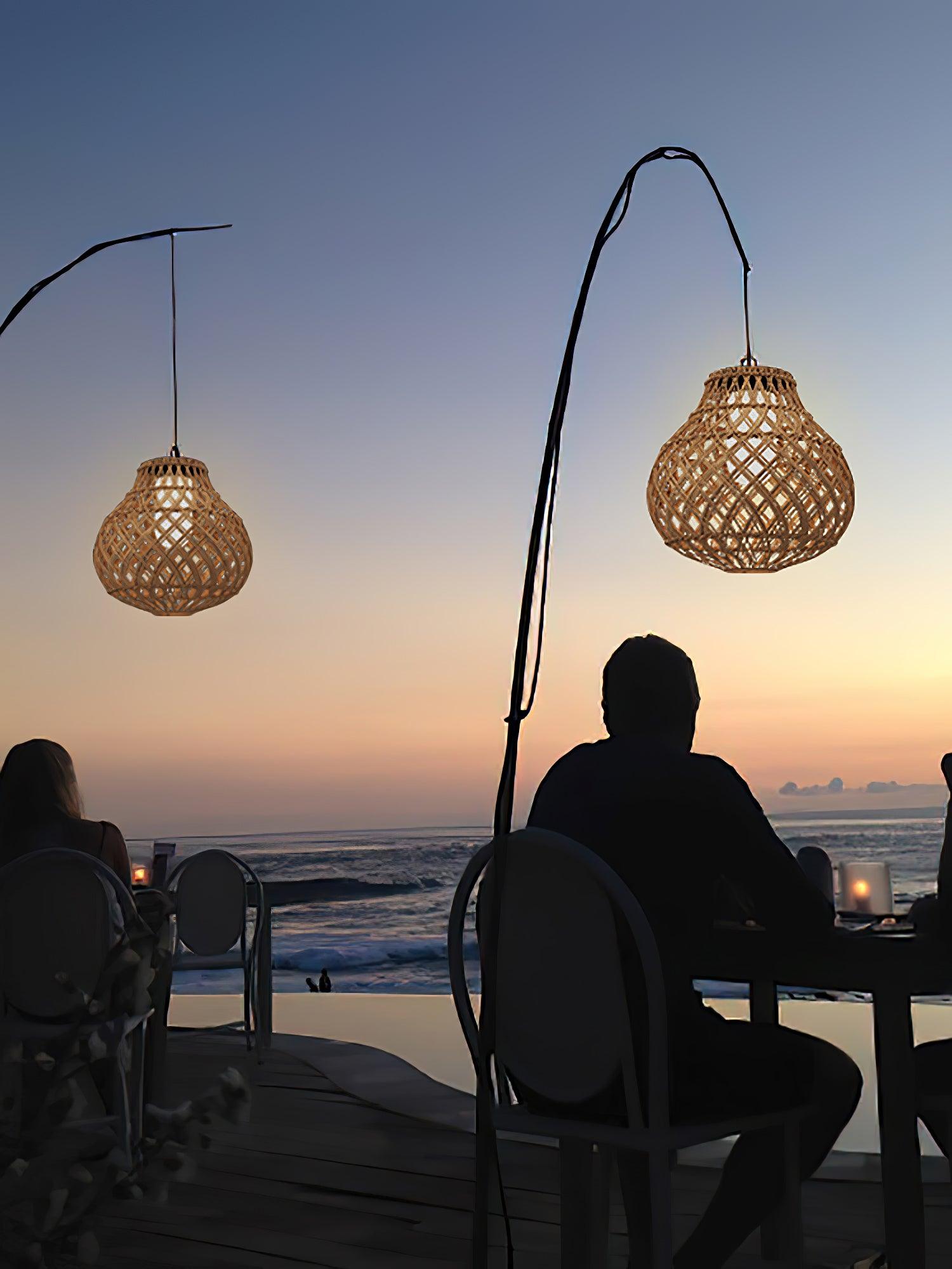 Isenor Woven Sphere Lantern Outdoor Lamp-Neutral Decor