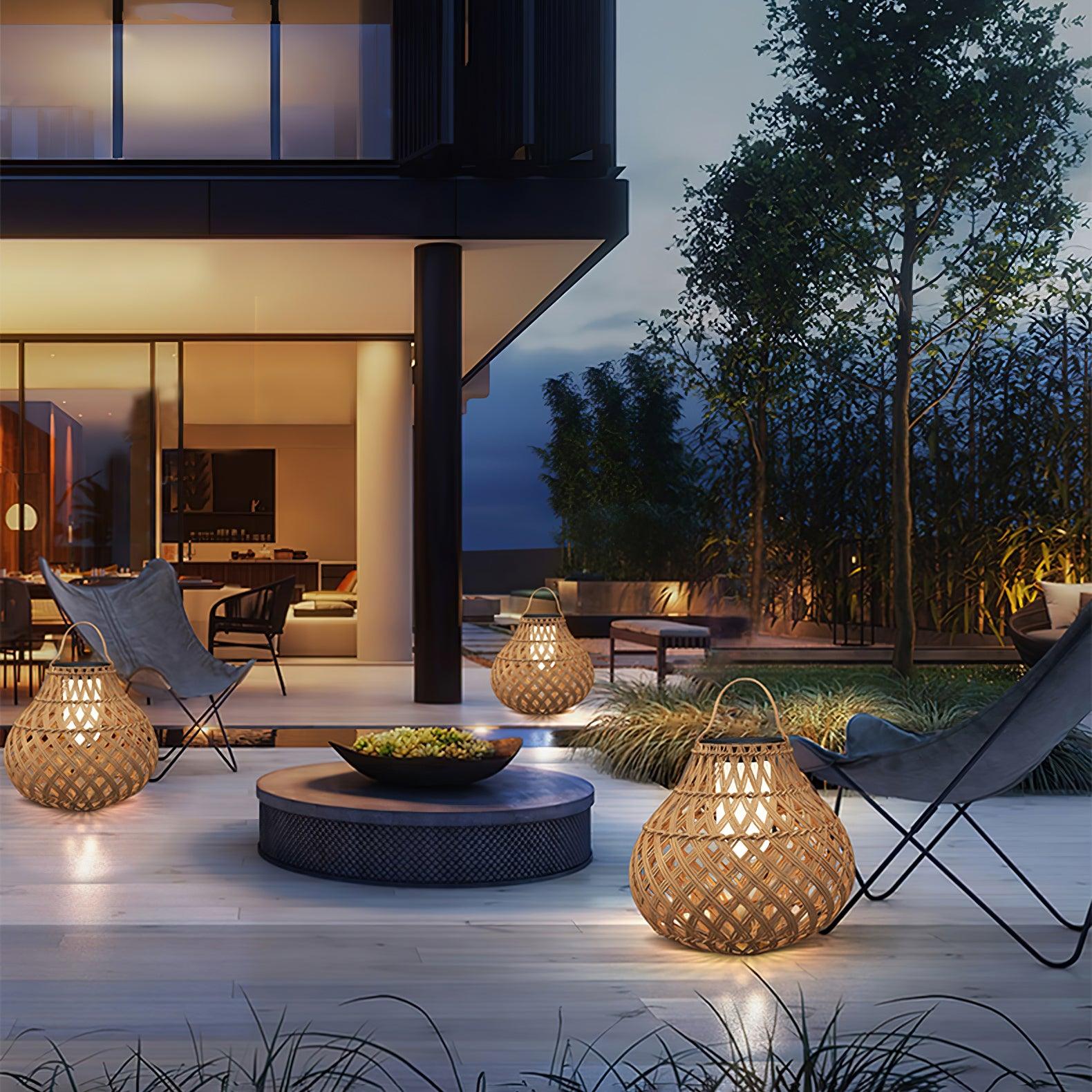 Isenor Woven Sphere Lantern Outdoor Lamp-Neutral Decor
