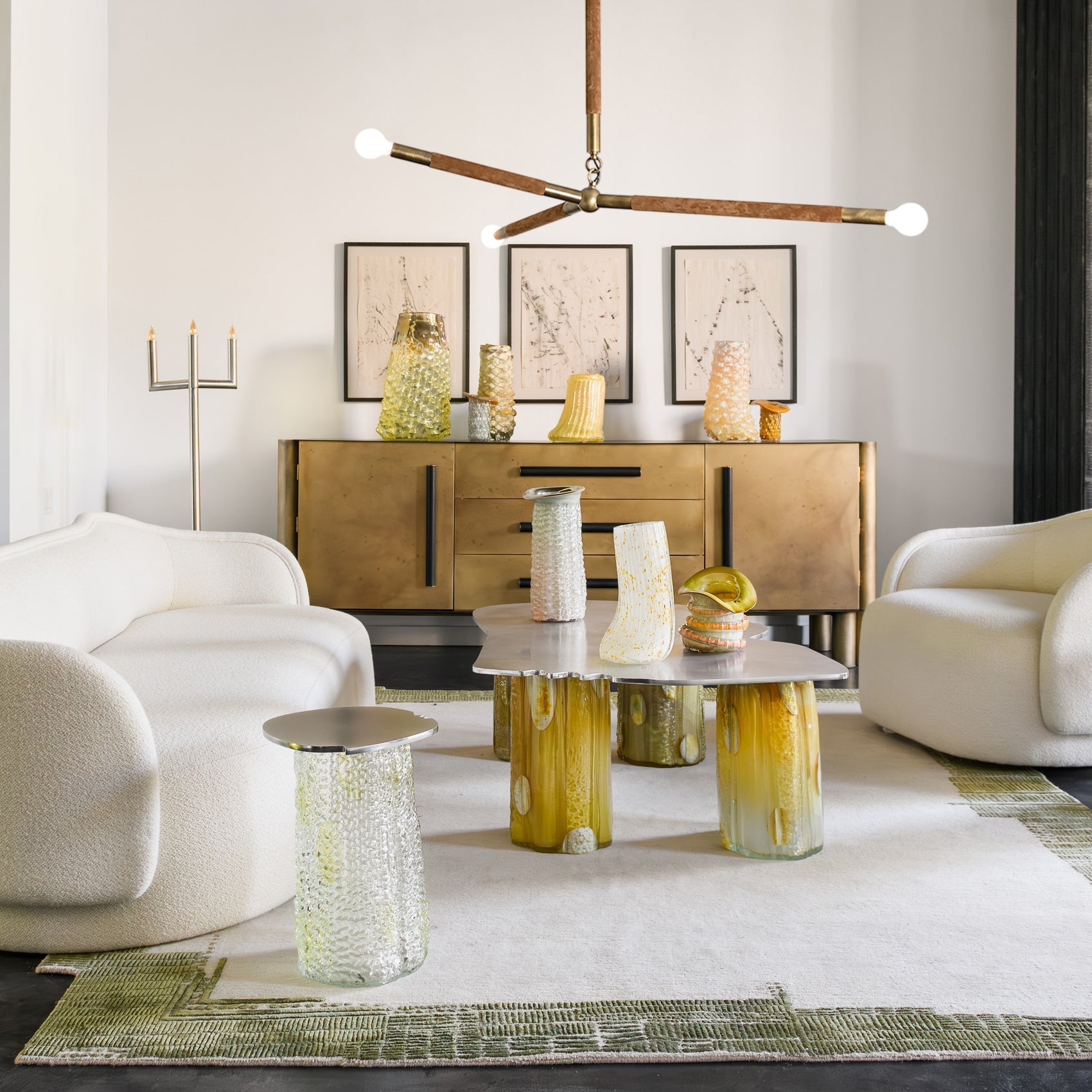 Arthur Modern Brass Wrapped Linear Chandelier-Neutral Decor