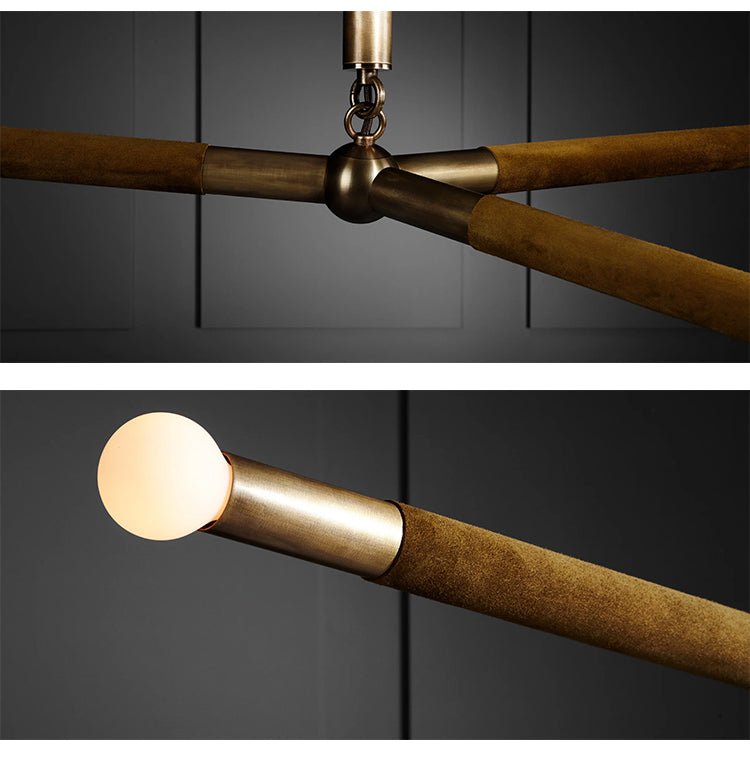 Arthur Modern Brass Wrapped Linear Chandelier-Neutral Decor