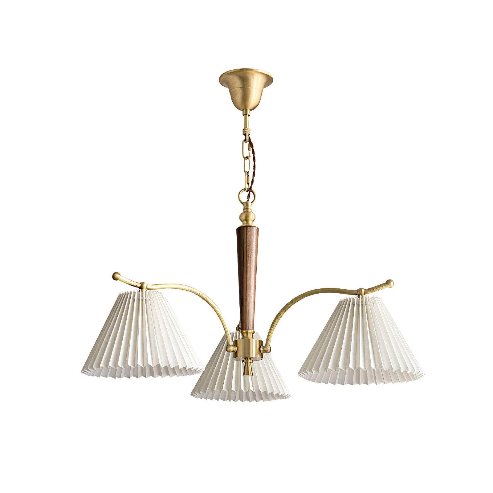 Lustra Chandelier Brass Pleated Shade Classic-Neutral Decor