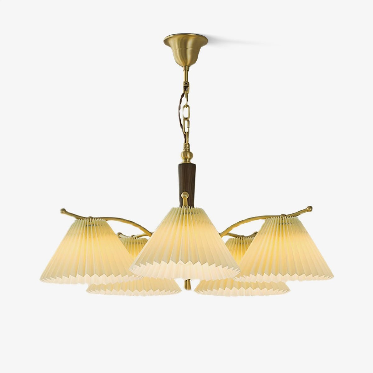 Lustra Chandelier Brass Pleated Shade Classic-Neutral Decor