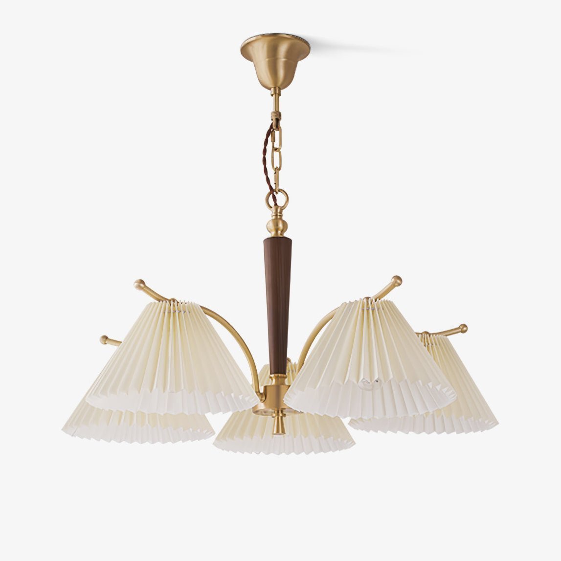 Lustra Chandelier Brass Pleated Shade Classic-Neutral Decor