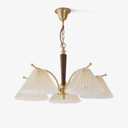 Lustra Chandelier Brass Pleated Shade Classic-Neutral Decor