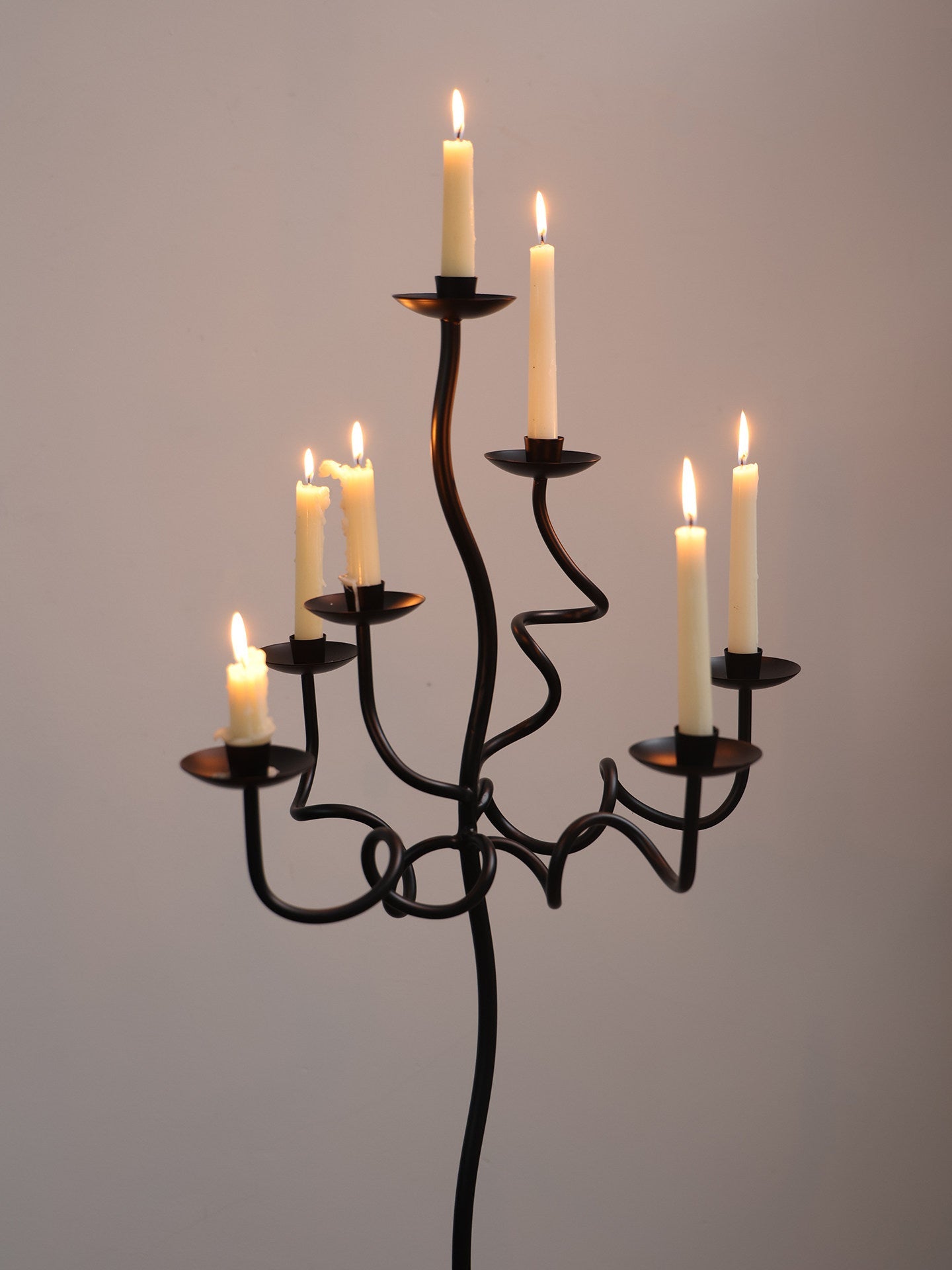 Hand Forged Iron Floor Candelabra-Neutral Decor