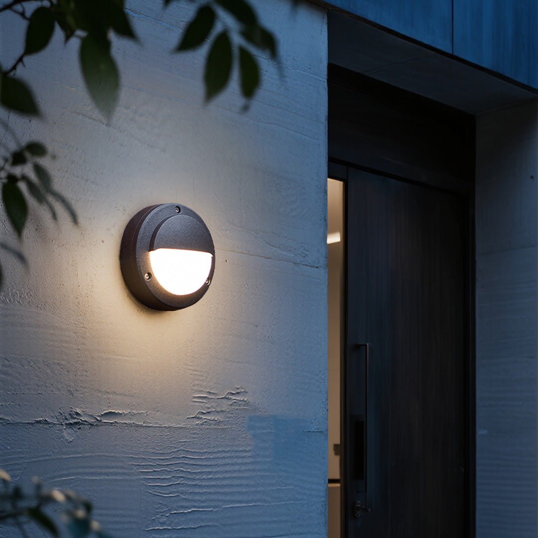 Maddox Round Minimalist Outdoor Wall Sconce