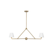 Xavier Linear Pendant Lamp in brass finish with a white fabric shade.