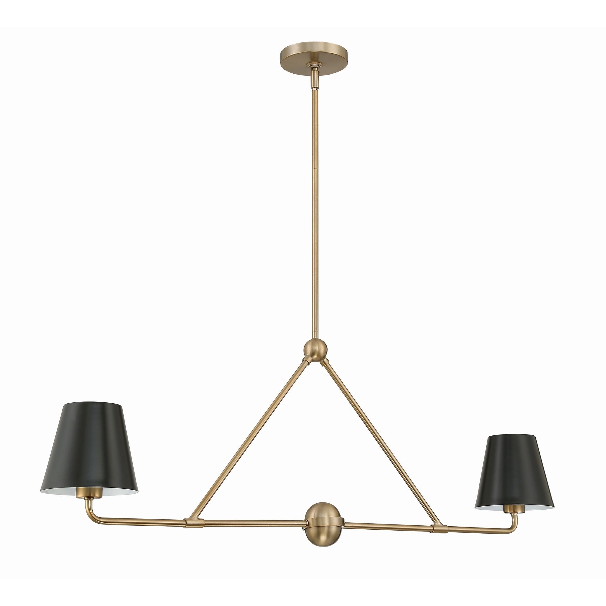Xavier Linear Pendant Lamp suspended over a kitchen island.