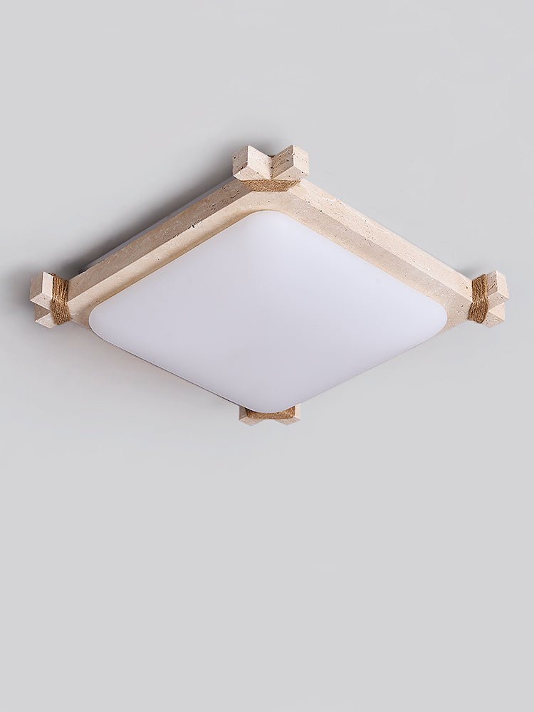 Arlo Square Yellow Travertine Ceiling Lamp-Neutral Decor