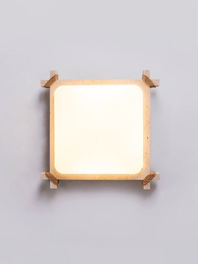 Arlo Square Yellow Travertine Ceiling Lamp-Neutral Decor