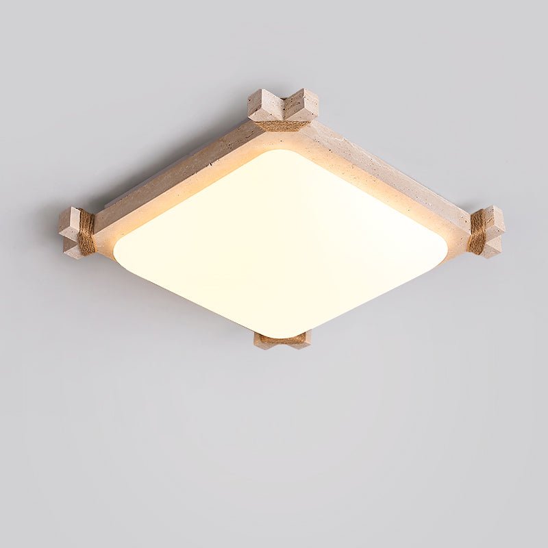 Arlo Square Yellow Travertine Ceiling Lamp-Neutral Decor