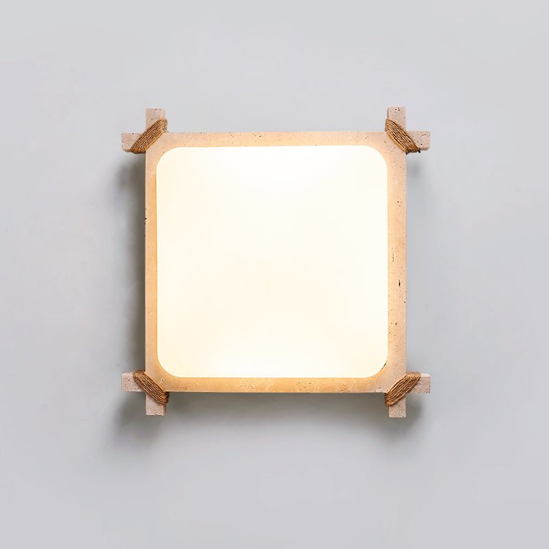 Arlo Square Yellow Travertine Ceiling Lamp-Neutral Decor