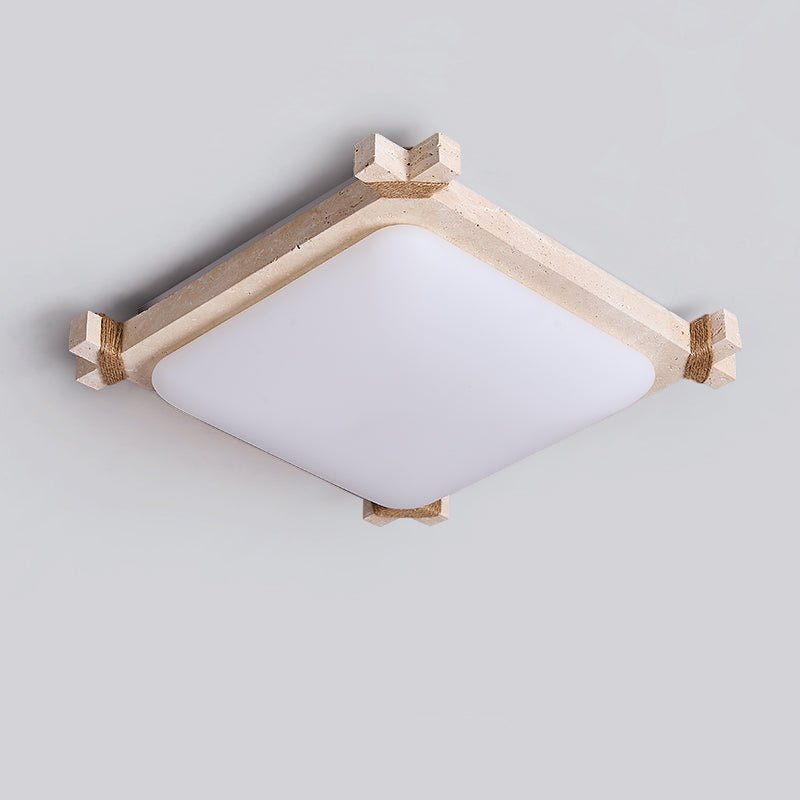Arlo Square Yellow Travertine Ceiling Lamp-Neutral Decor