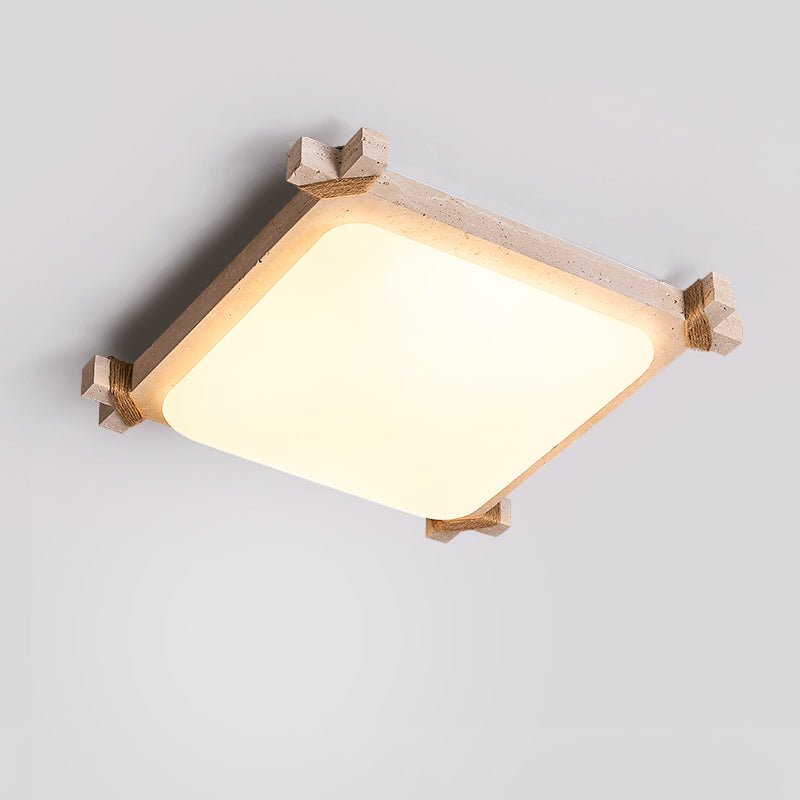 Arlo Square Yellow Travertine Ceiling Lamp-Neutral Decor