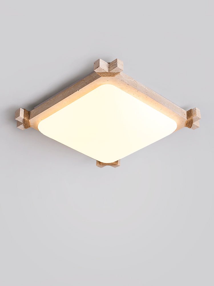 Arlo Square Yellow Travertine Ceiling Lamp-Neutral Decor