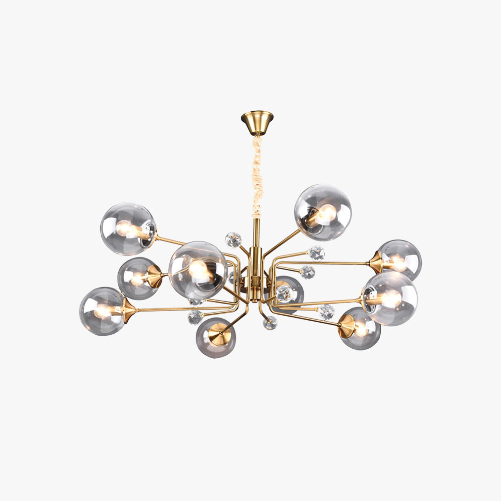 Valentina Nordic Modern Chandelier Clear/Grey Metal Living Room - Neutral Decor