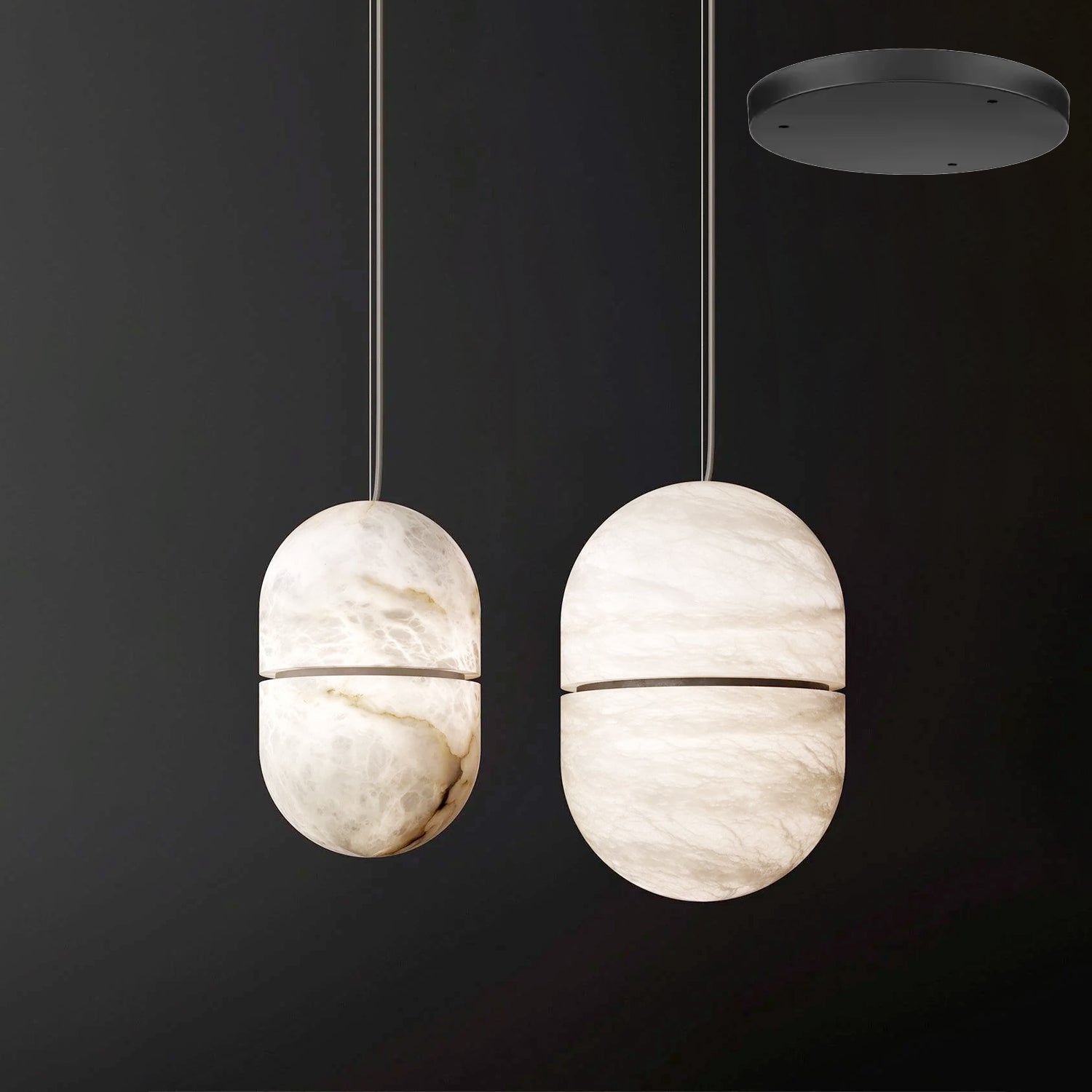 Satatr Alabaster Pendant Light Capsule-shaped-Neutral Decor