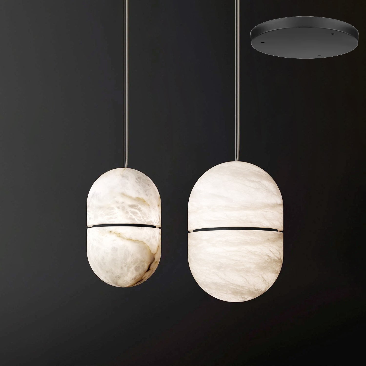 Satatr Alabaster Pendant Light Capsule-shaped-Neutral Decor