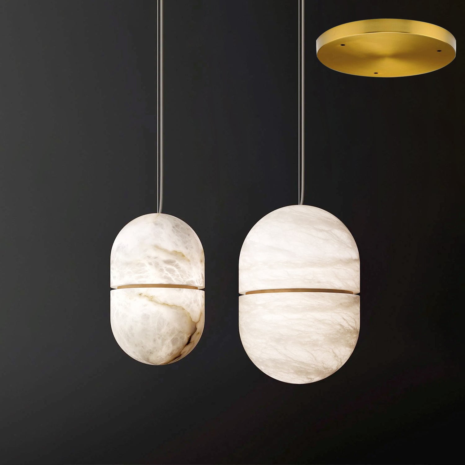 Satatr Alabaster Pendant Light Capsule-shaped-Neutral Decor